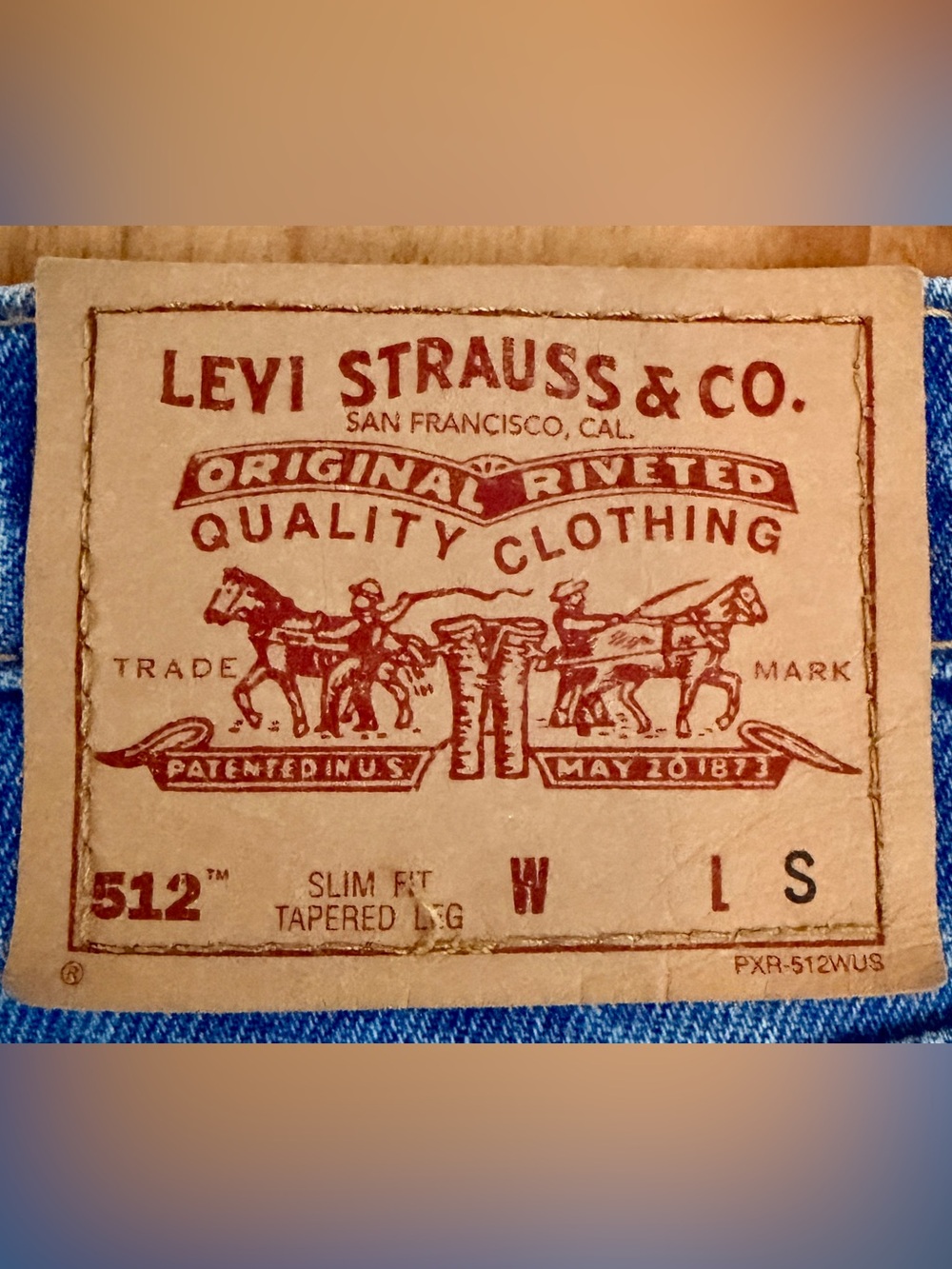 Levi's Blue Denim Jeans with Tan Leather Patch